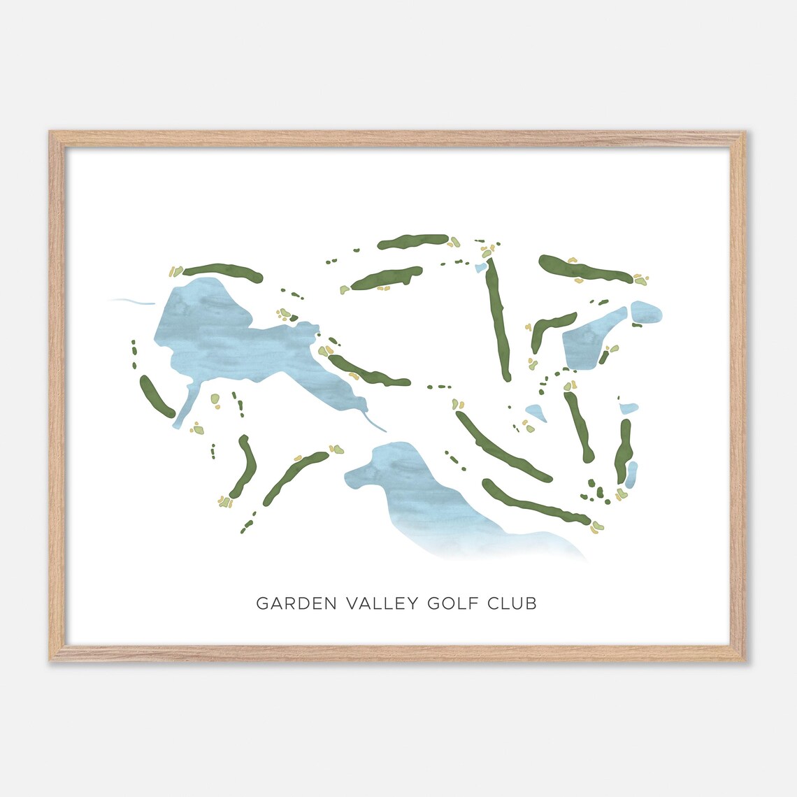 Garden Valley Golf Club Lindale Texas Watercolor Course Map Poster
