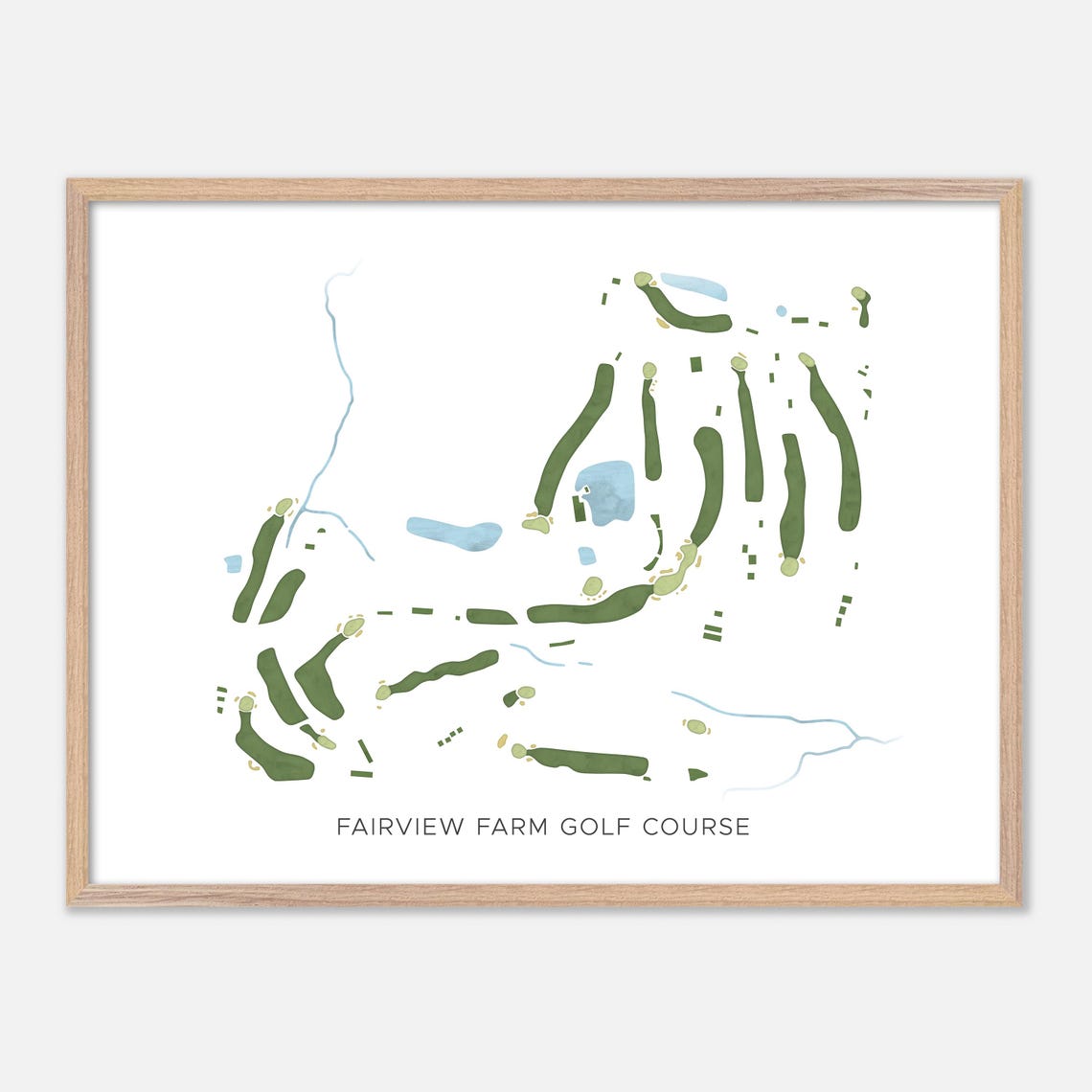 Fairview Farm Golf Course Modern Watercolor Golf Course Map Art Print