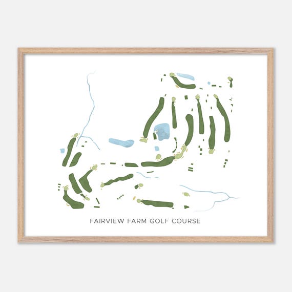 Fairview Farm Golf Course In Harwinton Connecticut Modern Watercolor Map Golfer Gift Golf Wall Art Golf Poster Print Course Layout