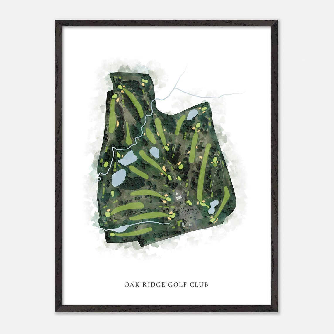 Oak Ridge Golf Club Massachusetts Classic Watercolor Map Poster - Image 3