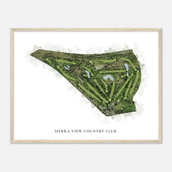 Sierra View Country Club California Classic Watercolor Map Golfer Gift Golf Wall Art Golf Poster Print Course Layout