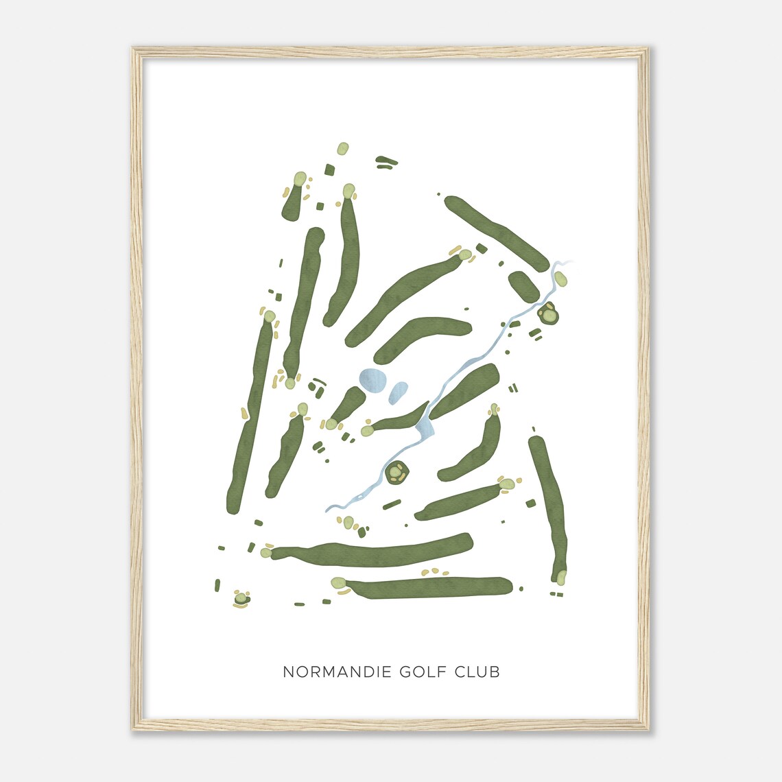 Normandie Golf Club Modern Minimalist Watercolor Golf Map Poster - Image 2