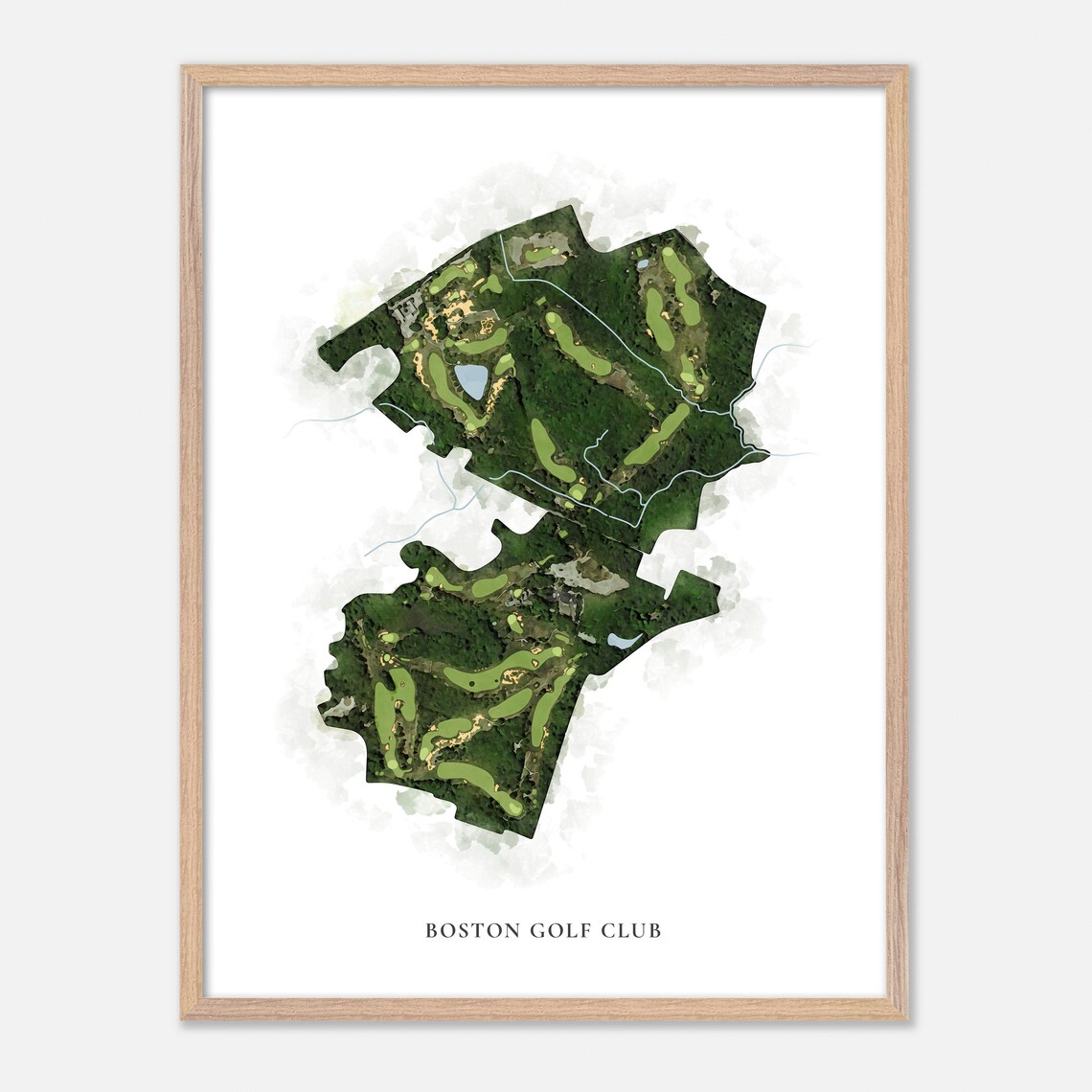 Boston Golf Club Massachusetts Classic Watercolor Map Poster - Image 2