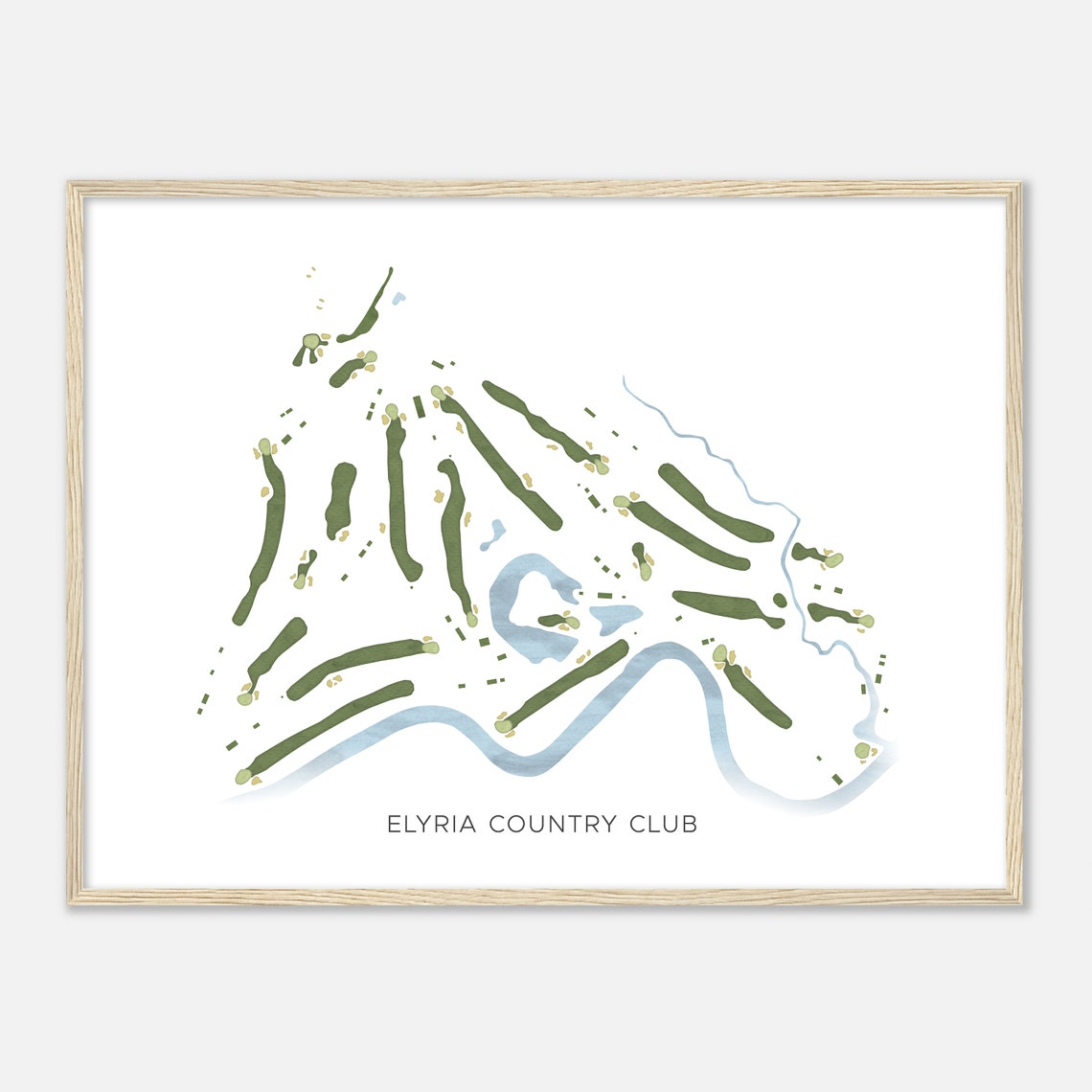 Elyria Country Club Modern Minimalist Golf Course Map Poster
