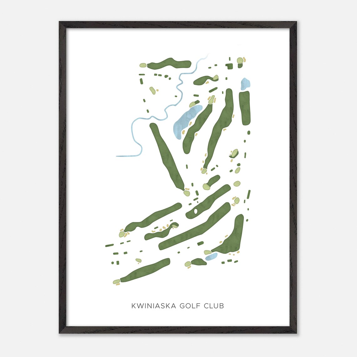 Kwiniaska Golf Club Vermont Modern Watercolor Course Map Poster - Image 3