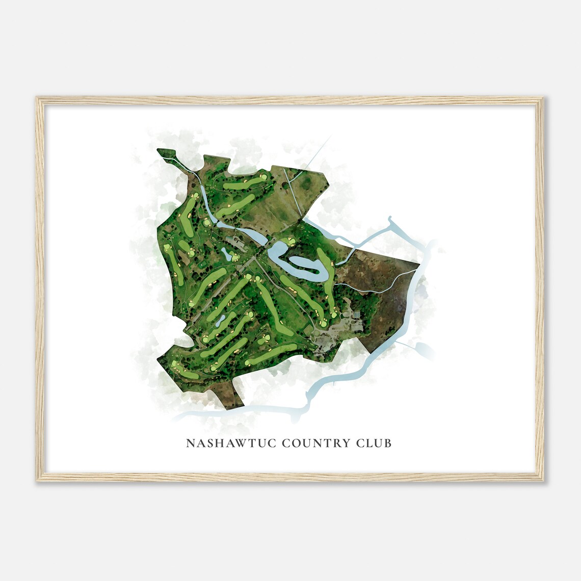 Nashawtuc Country Club Classic Aerial Watercolor Golf Poster - Image 2