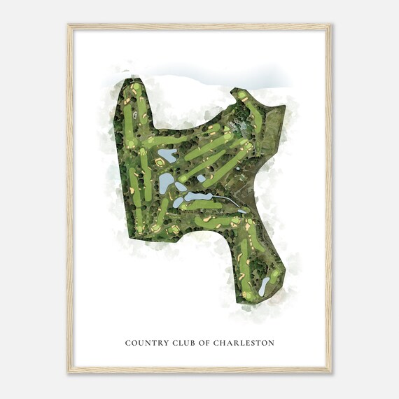 Country Club of Charleston South Carolina Classic Watercolor Course Map Poster