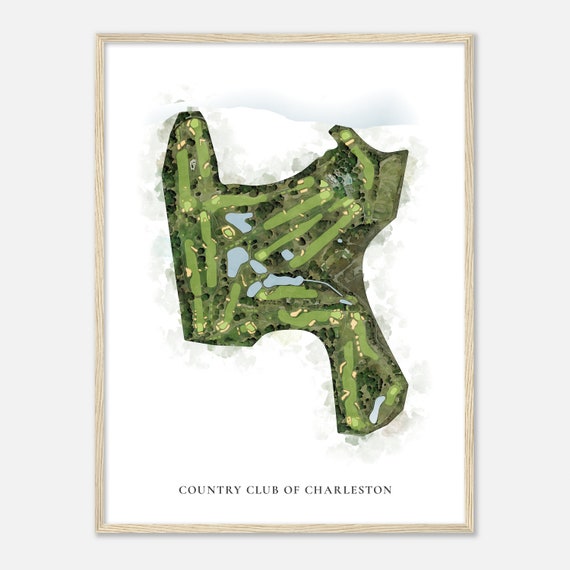 Country Club Of Charleston South Carolina Classic Watercolor Map Golfer Gift Golf Wall Art Golf Poster Print Course Layout