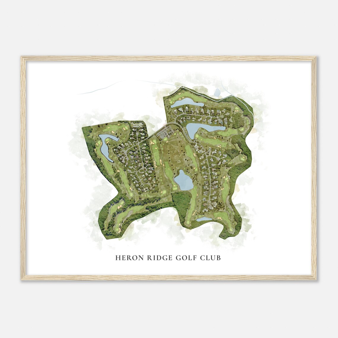 Heron Ridge Golf Club Virginia Classic Watercolor Golf Course Map Poster