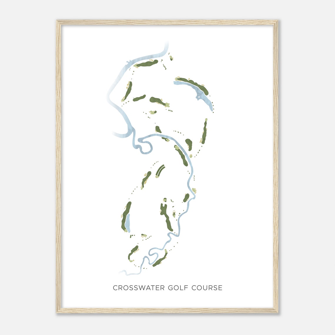 Crosswater Golf Course Elegant Minimal Watercolor Map Wall Art