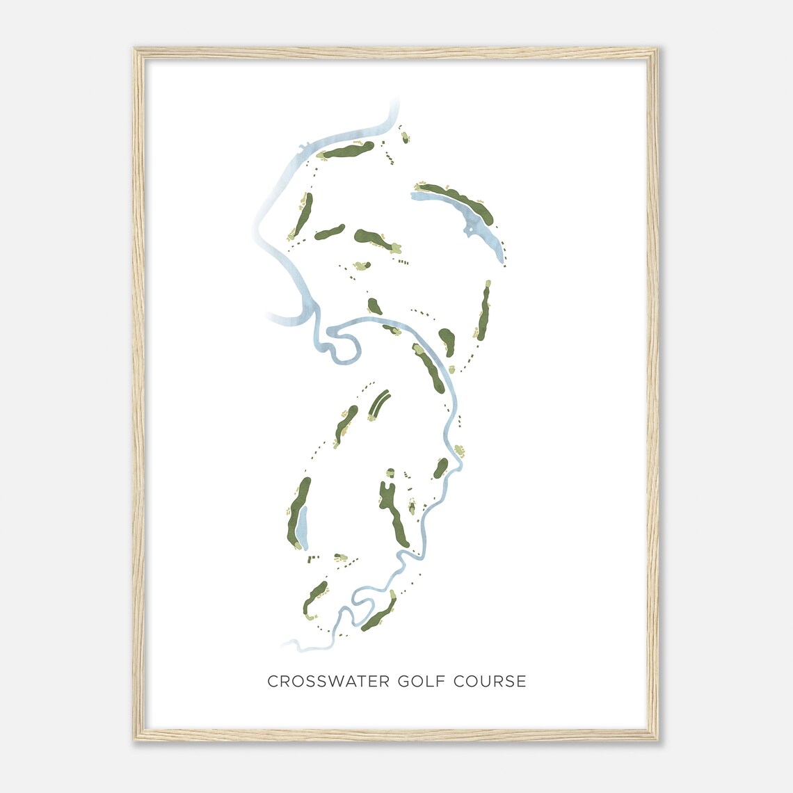 Crosswater Golf Course Oregon Modern Watercolor Map Golfer Gift Golf Wall Art Golf Poster Print Course Layout