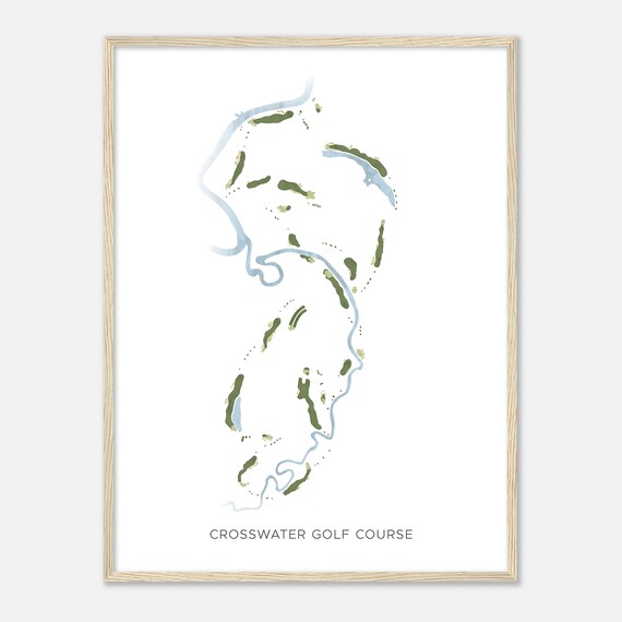 Crosswater Golf Course Oregon Modern Watercolor Map Golfer Gift Golf Wall Art Golf Poster Print Course Layout