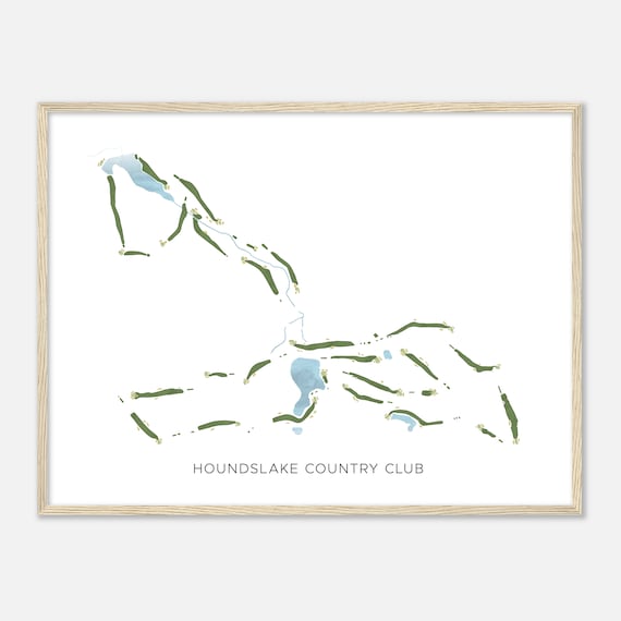 Houndslake Country Club Beautiful Minimalist Fairway Line Map Art Poster