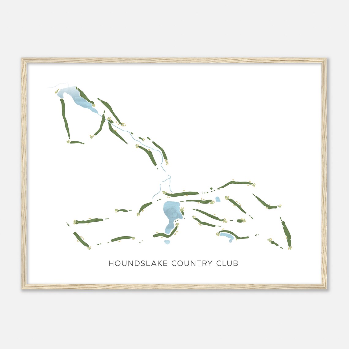 Houndslake Country Club Beautiful Minimalist Fairway Line Map Art Poster