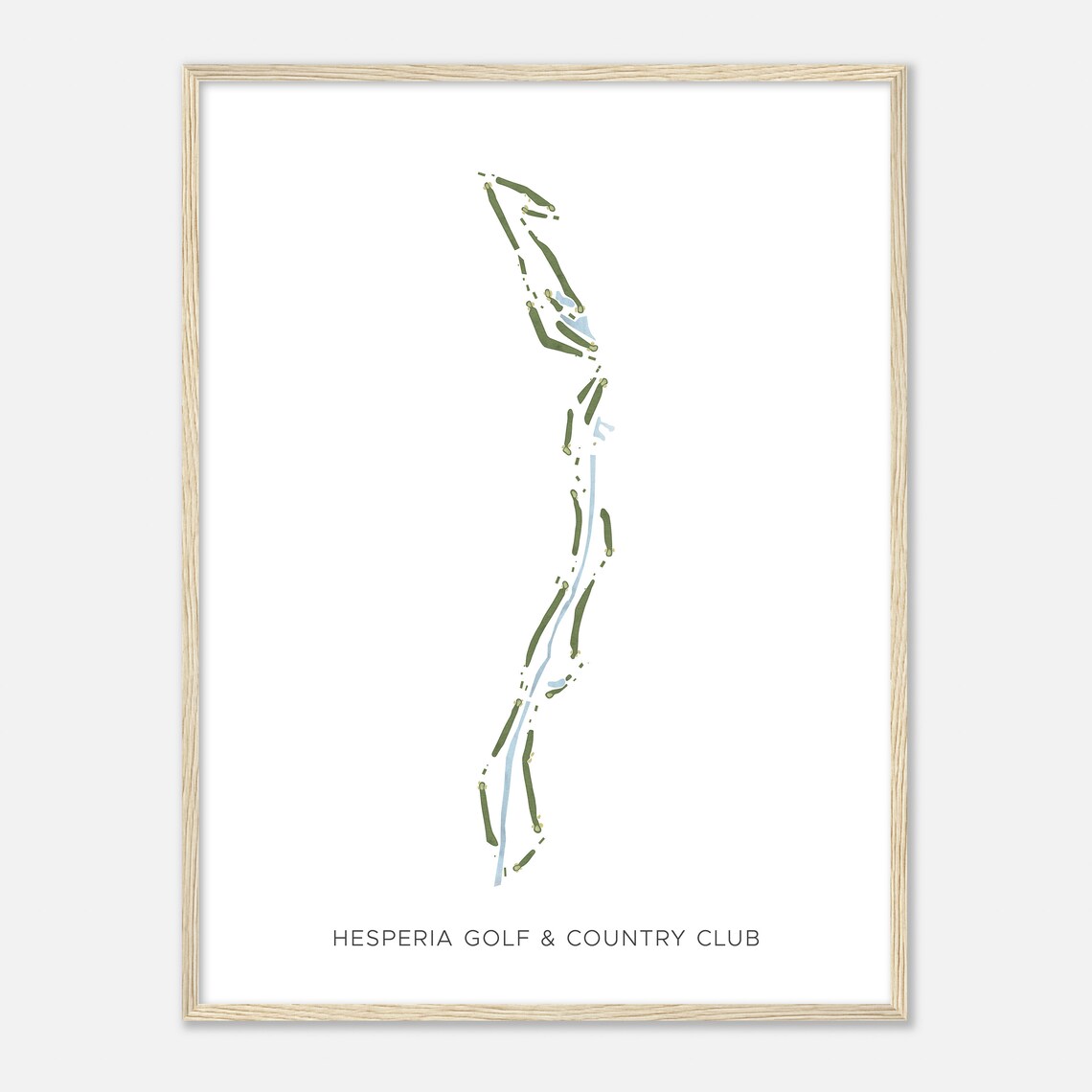 Hesperia Golf & Country Club Modern Watercolor Golf Course Map Poster - Image 2