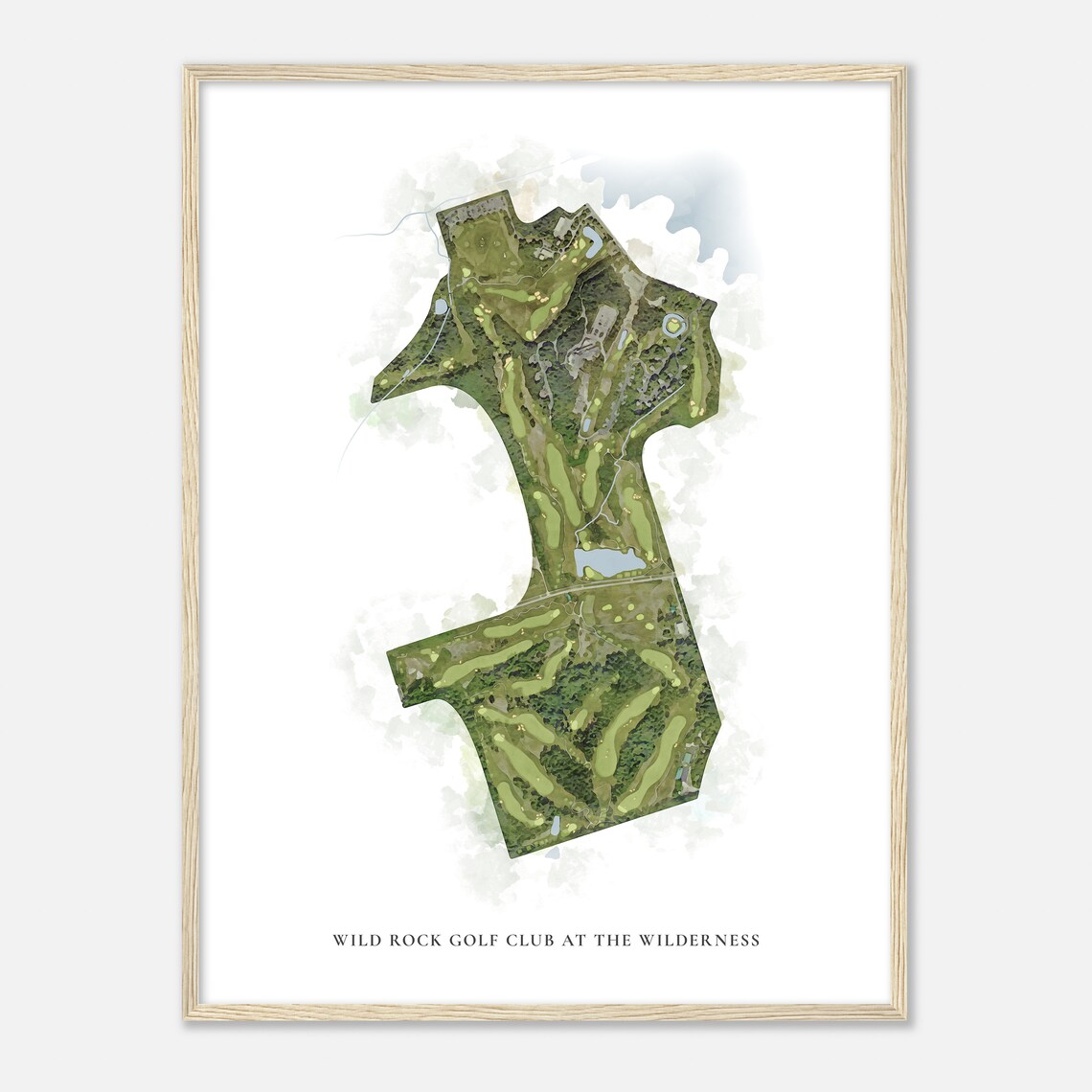 Wild Rock Golf Club at the Wilderness Aerial Watercolor Map Poster