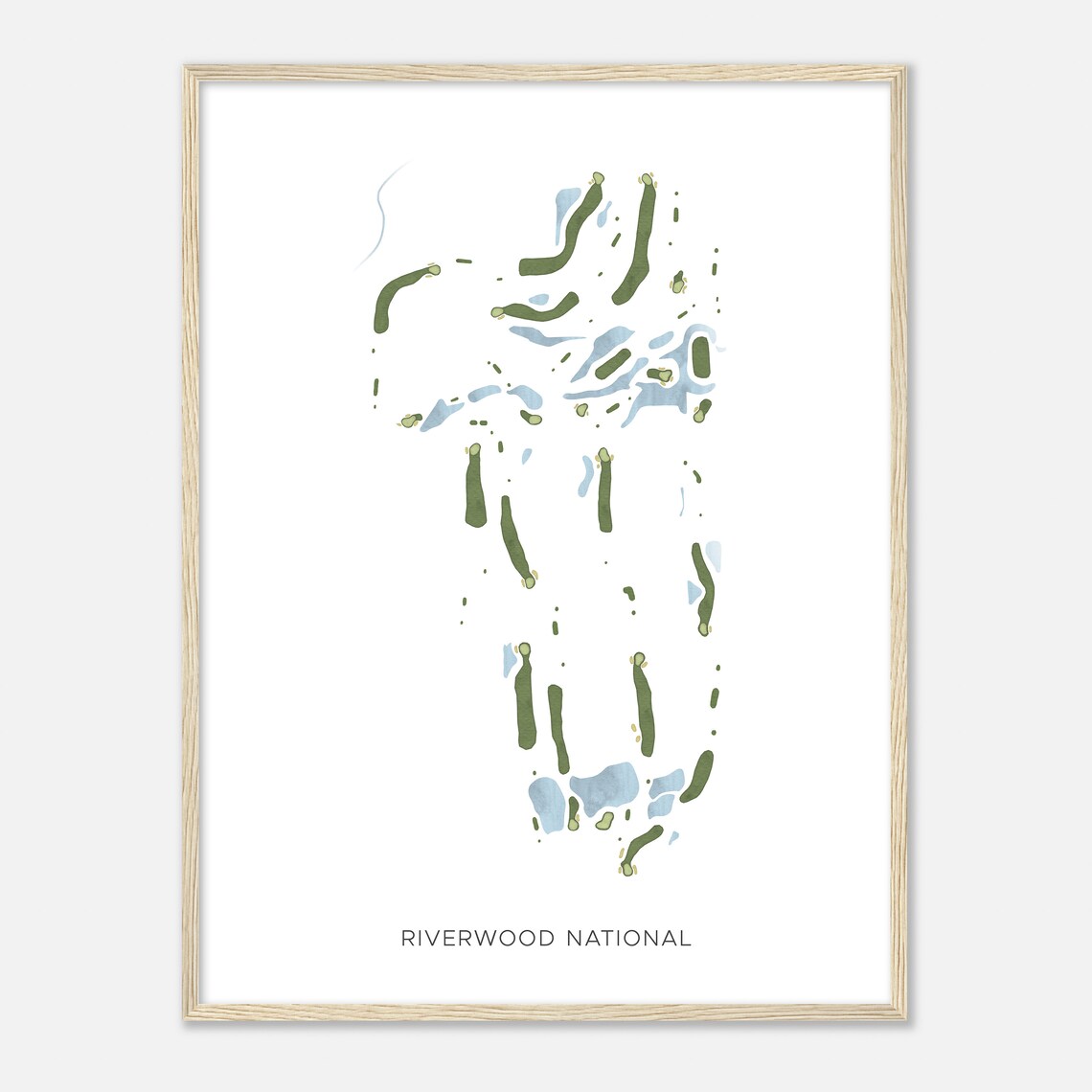 Riverwood National Modern Minimalist Watercolor Course Map Poster - Image 2