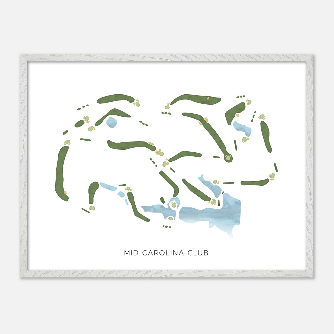 Mid Carolina Club Watercolor Fairway Map Lakeside Layout Poster - Image 4