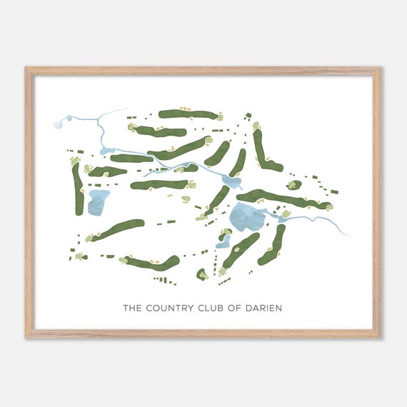 The Country Club Of Darien In Darien Connecticut Modern Watercolor Map Golfer Gift Golf Wall Art Golf Poster Print Course Layout