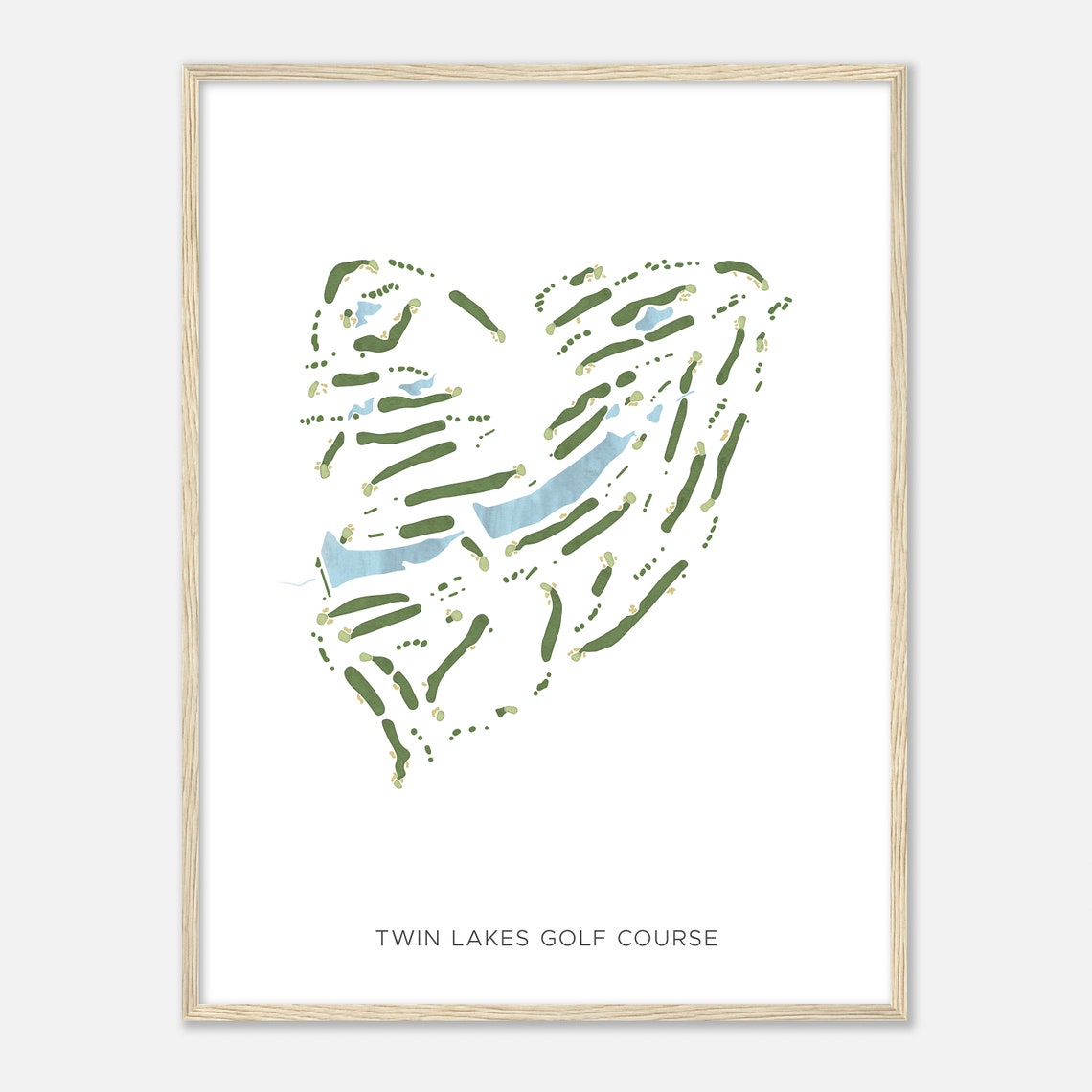 Twin Lakes Golf Course Modern Watercolor Golf Course Map Poster - Image 2