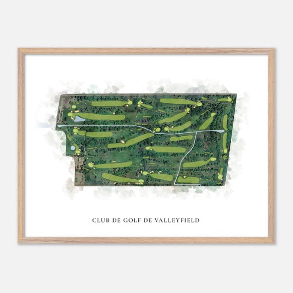 Club De Golf De Valleyfield In Canada Classic Watercolor Map Golfer Gift Golf Wall Art Golf Poster Print Course Layout