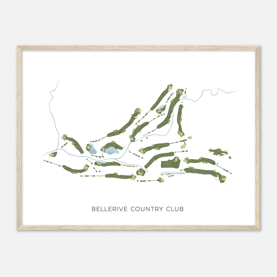 Bellerive Country Club Modern Minimalist Watercolor Map Poster