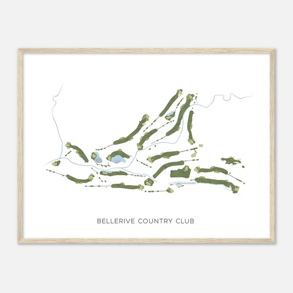 Bellerive Country Club Missouri Modern Watercolor Map Golfer Gift Golf Wall Art Golf Poster Print Course Layout
