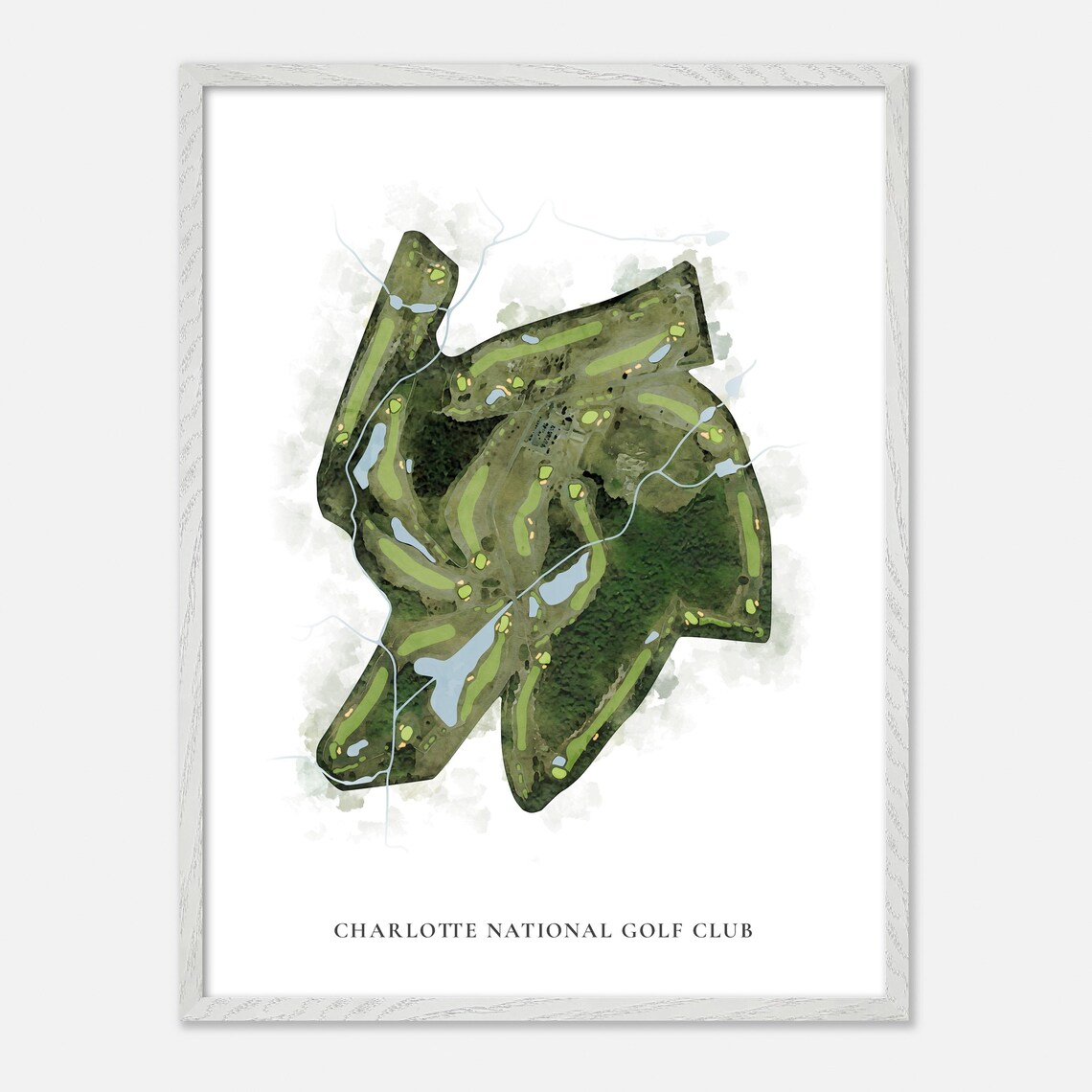 Charlotte National Golf Club Indian Trail NC Classic Watercolor Golf Map Poster - Image 2