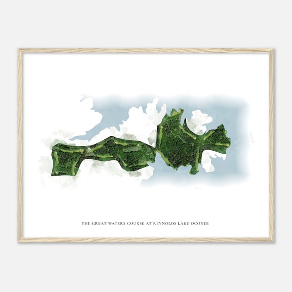 The Great Waters Course At Reynolds Lake Oconee Georgia Classic Watercolor Map Golfer Gift Golf Wall Art Golf Poster Print