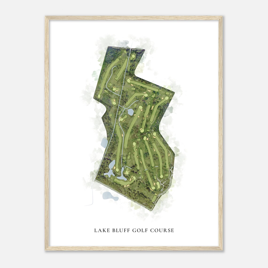 Lake Bluff Golf Course Illinois Classic Watercolor Map