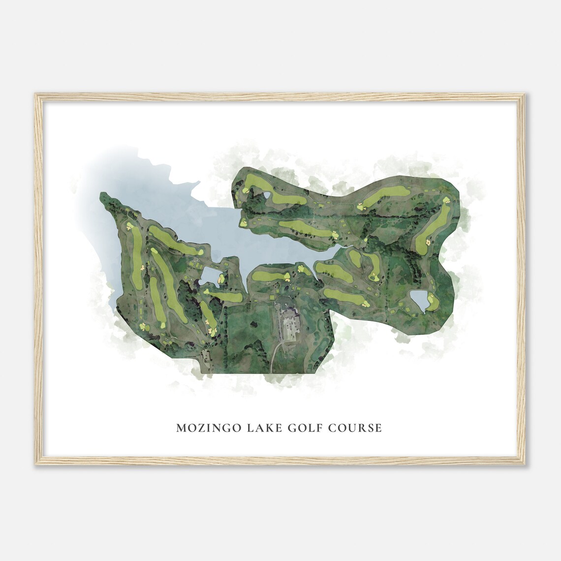 Mozingo Lake Golf Course Missouri Classic Watercolor Map Golfer Gift Golf Wall Art Golf Poster Print Course Layout