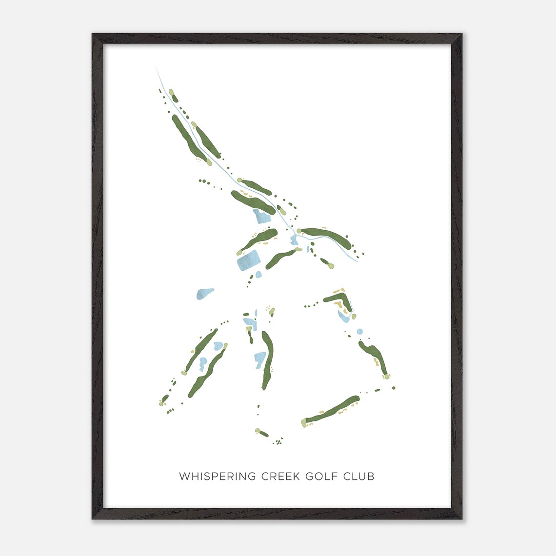 Whispering Creek Golf Club Iowa Modern Watercolor Golf Map Poster - Image 2