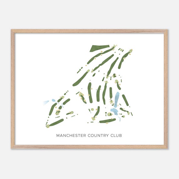 Manchester Country Club In Bedford New Hampshire Modern Watercolor Map Golfer Gift Golf Wall Art Golf Poster Print Course Layout