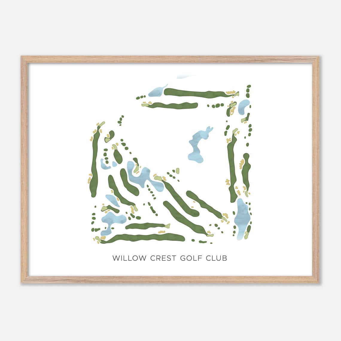 Willow Crest Golf Club Modern Watercolor Golf Course Map Art Print