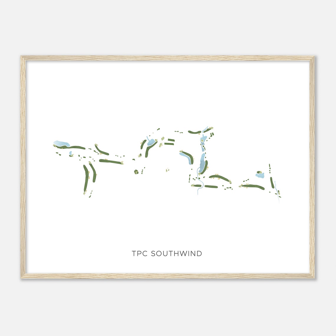 TPC Southwind Tennessee Modern Watercolor Golf Course Map Poster - Image 2