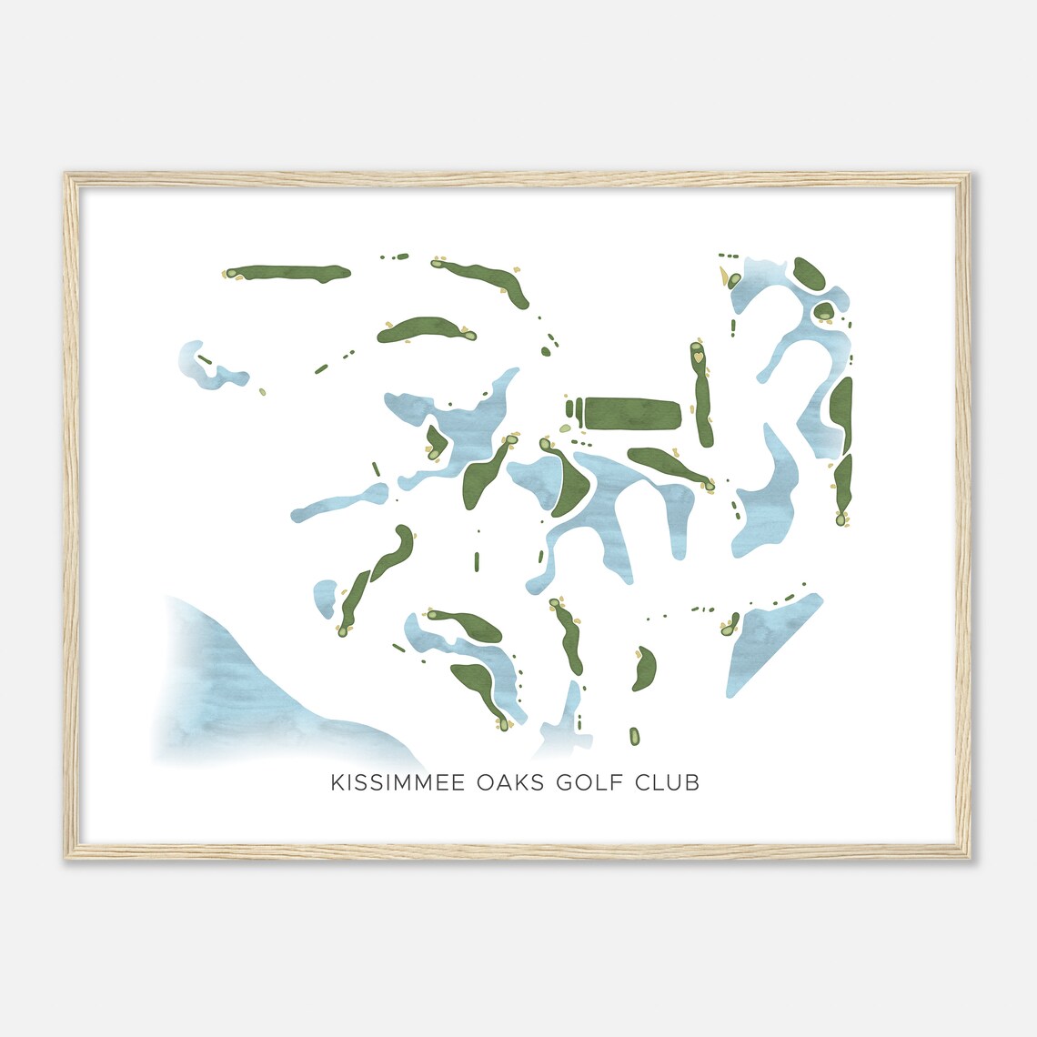 Kissimmee Oaks Golf Club Beautiful Minimalist Fairway Line Map Art Poster - Image 2