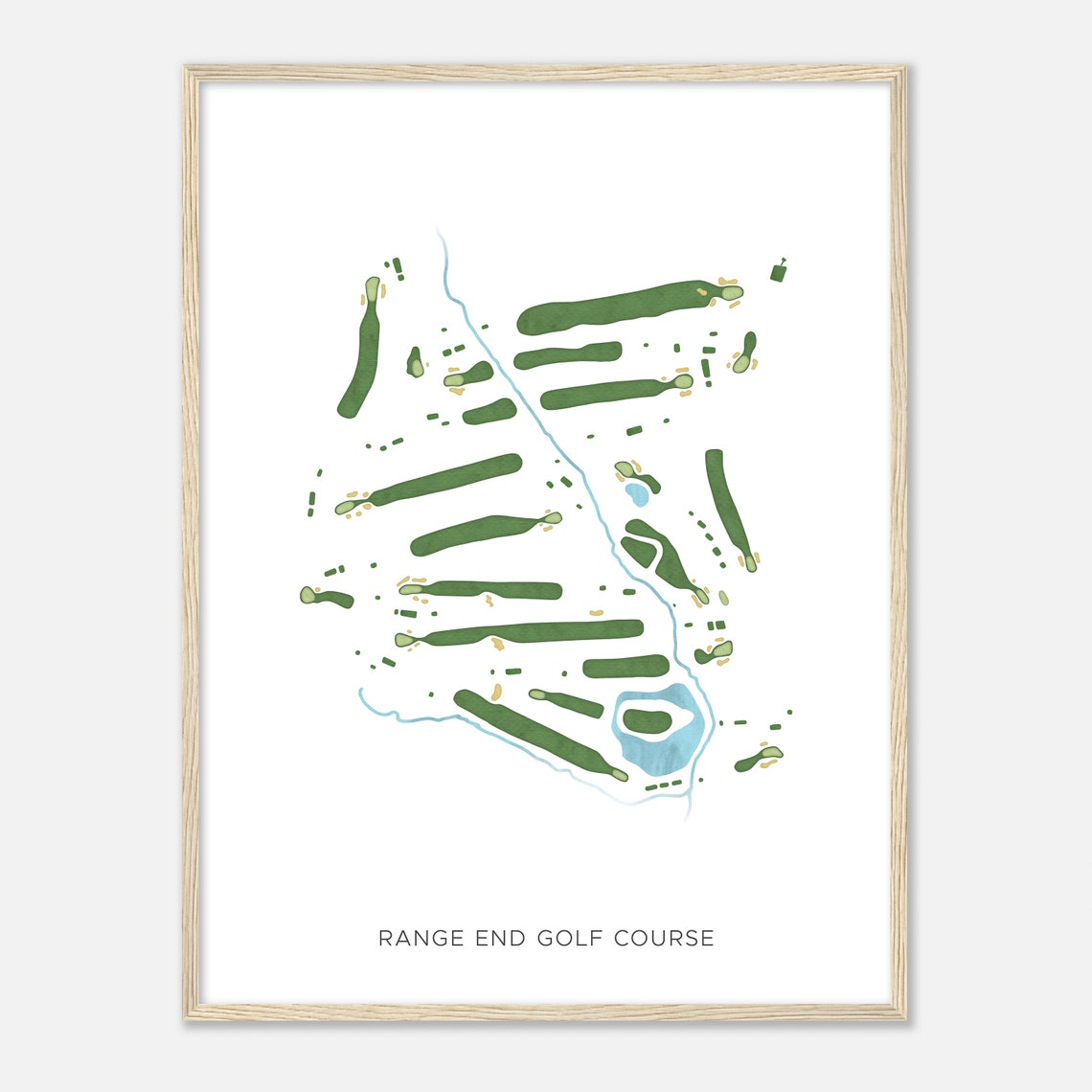 Range End Golf Course Pennsylvania Modern Watercolor Course Map Poster