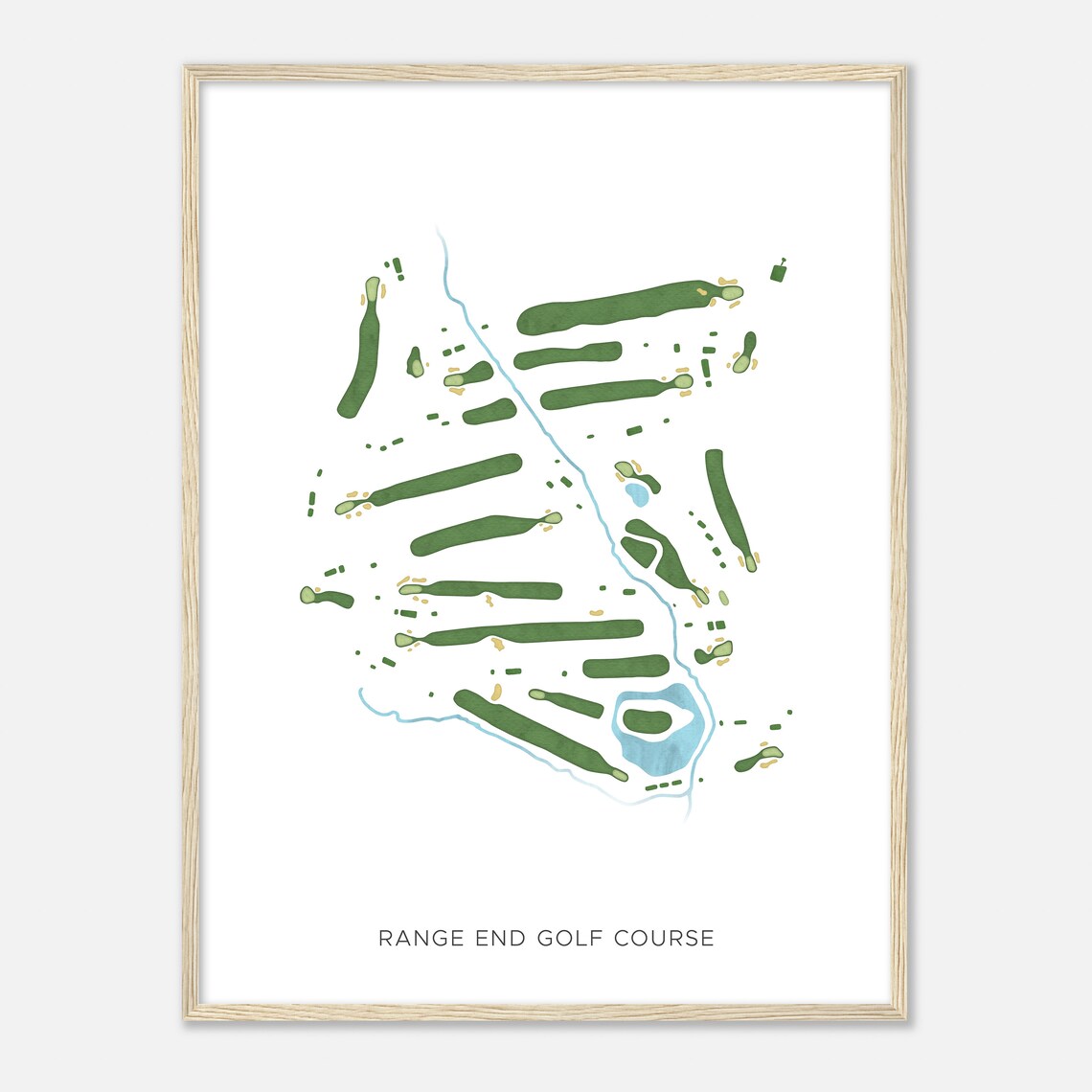 Range End Golf Course Pennsylvania Modern Watercolor Map Golfer Gift Golf Wall Art Golf Poster Print Course Layout