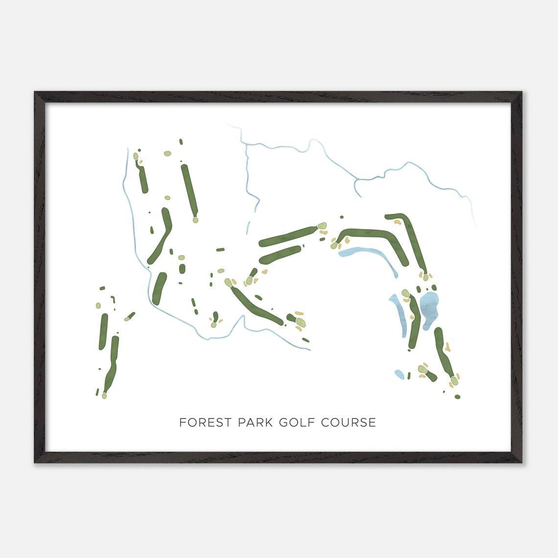 Forest Park Golf Course Indiana Modern Watercolor Map Poster - Image 5