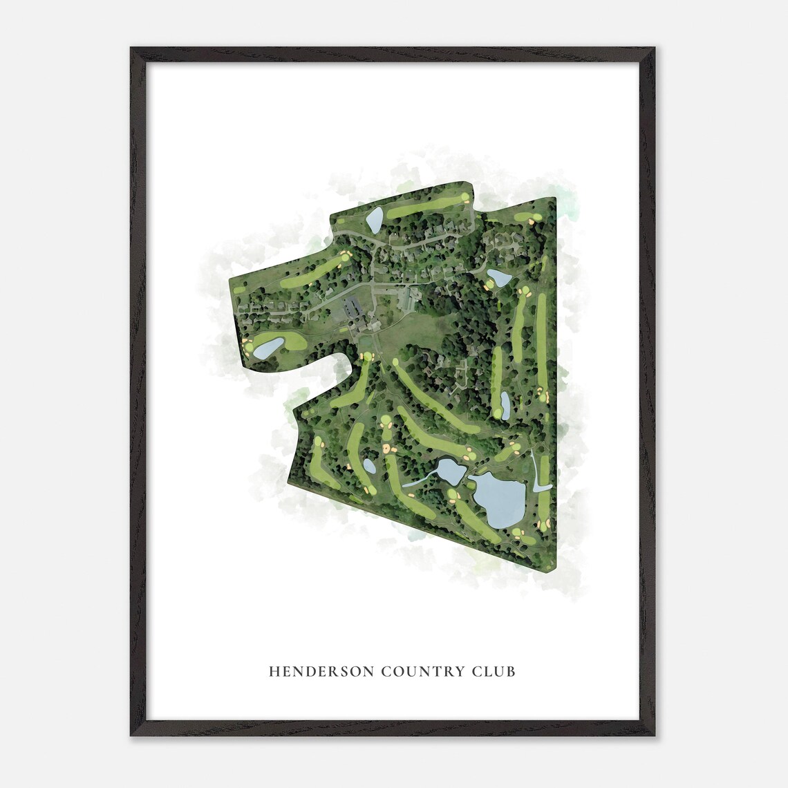 Henderson Country Club Kentucky Classic Watercolor Map Poster - Image 3