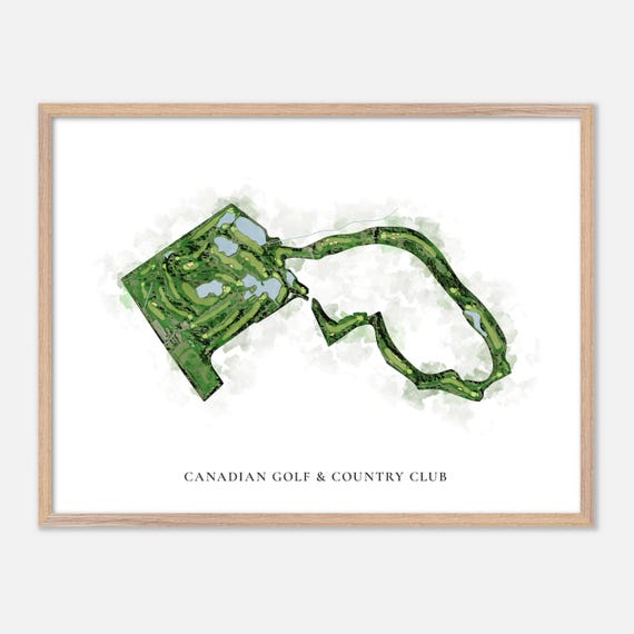 Canadian Golf Country Club In Canada Classic Watercolor Map Golfer Gift Golf Wall Art Golf Poster Print Course Layout