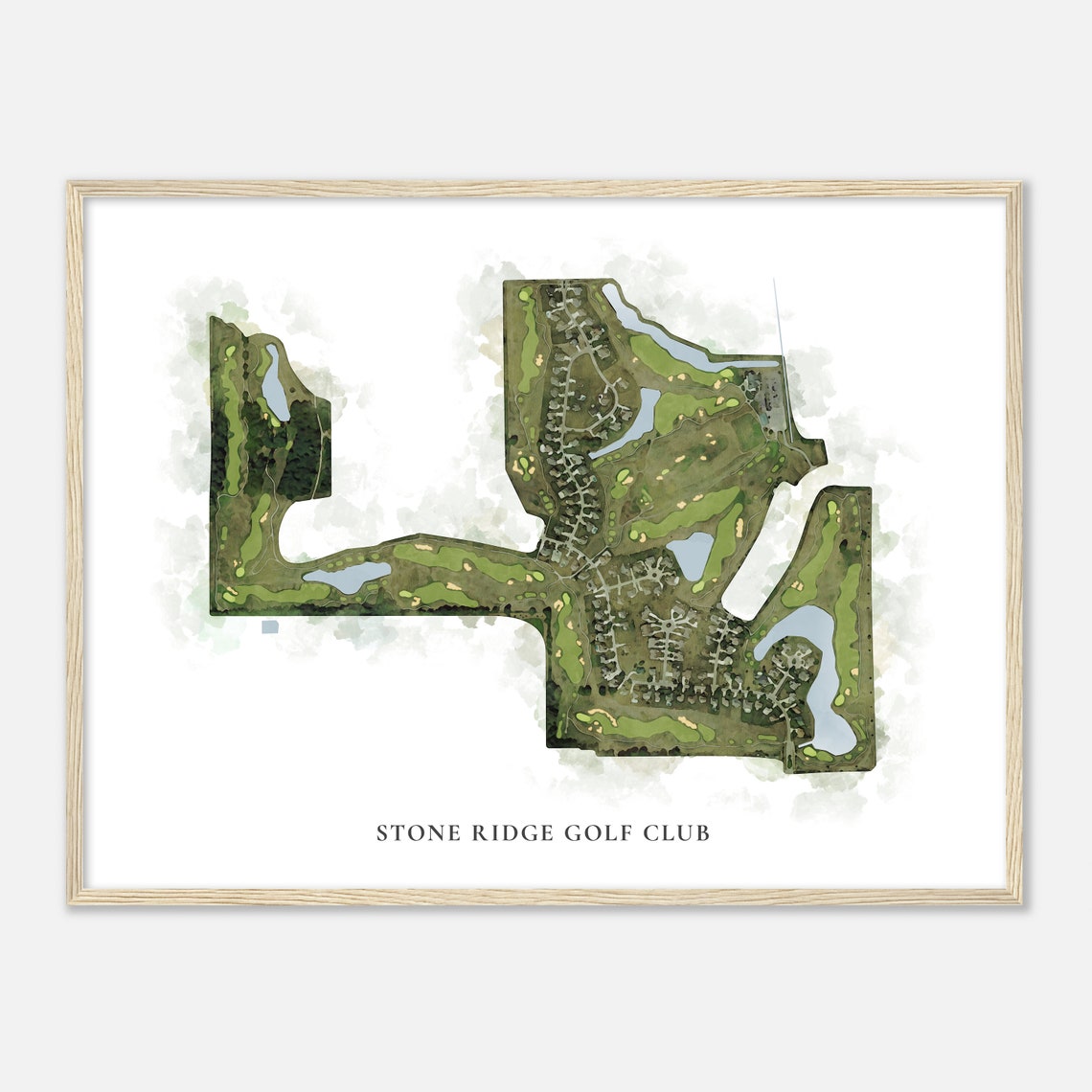 Stone Ridge Golf Club Watercolor Aerial Golf Course Map Poster
