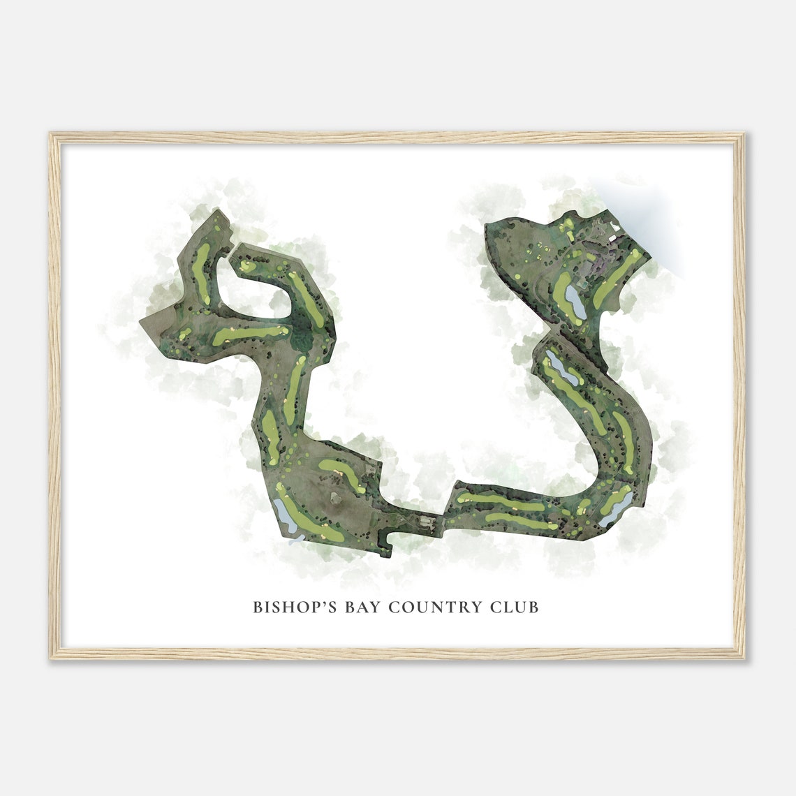 Bishop's Bay Country Club Wisconsin Watercolor Golf Course Map Poster - Image 2