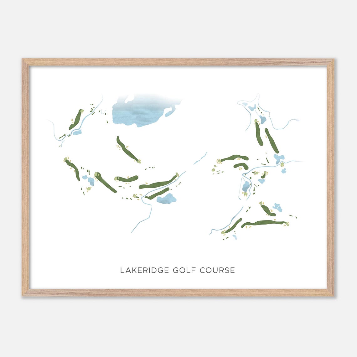 Lakeridge Golf Course Modern Minimalist Fairway Map Art Poster