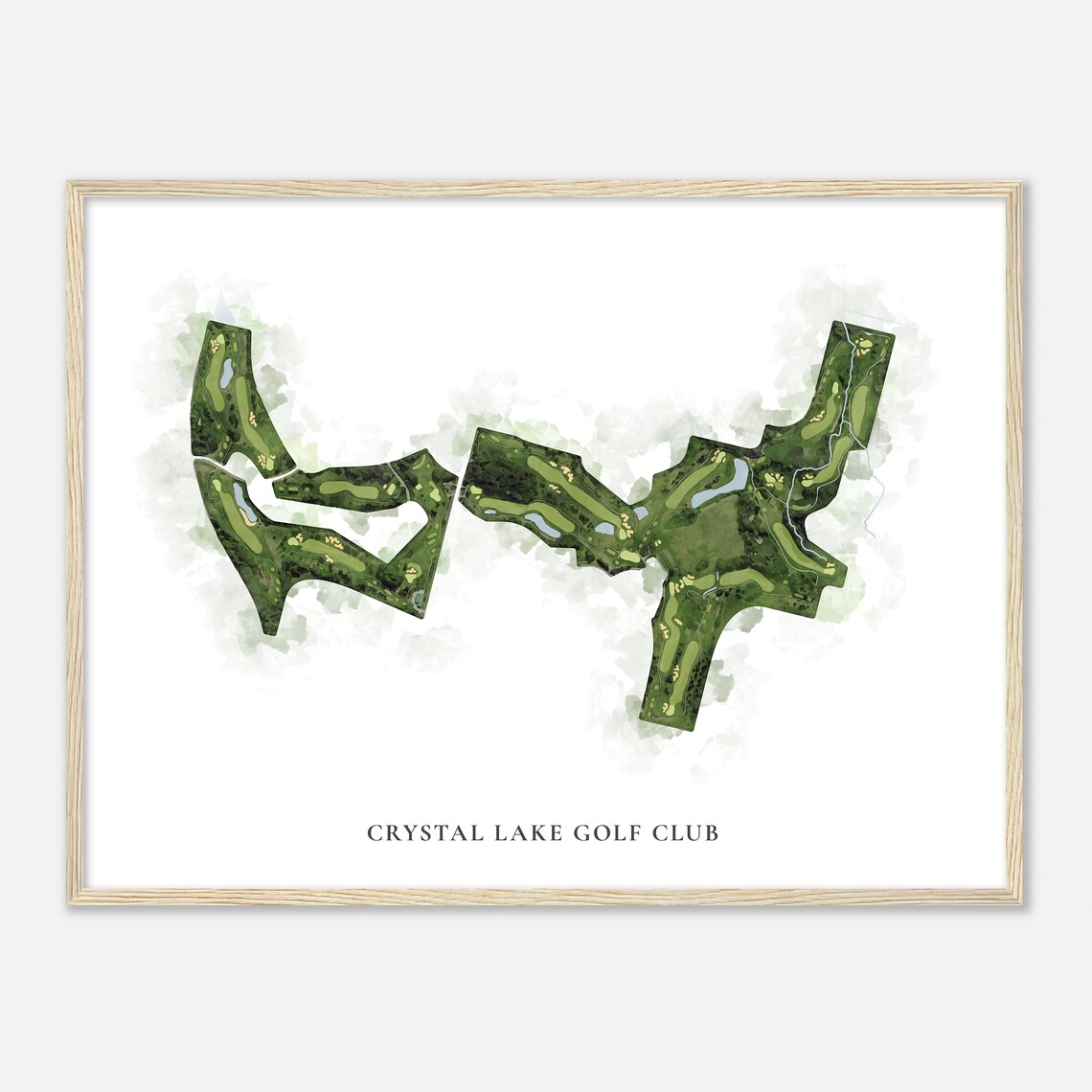 Crystal Lake Golf Club Aerial Watercolor Fairway Map Print Golfer Gift - Image 2