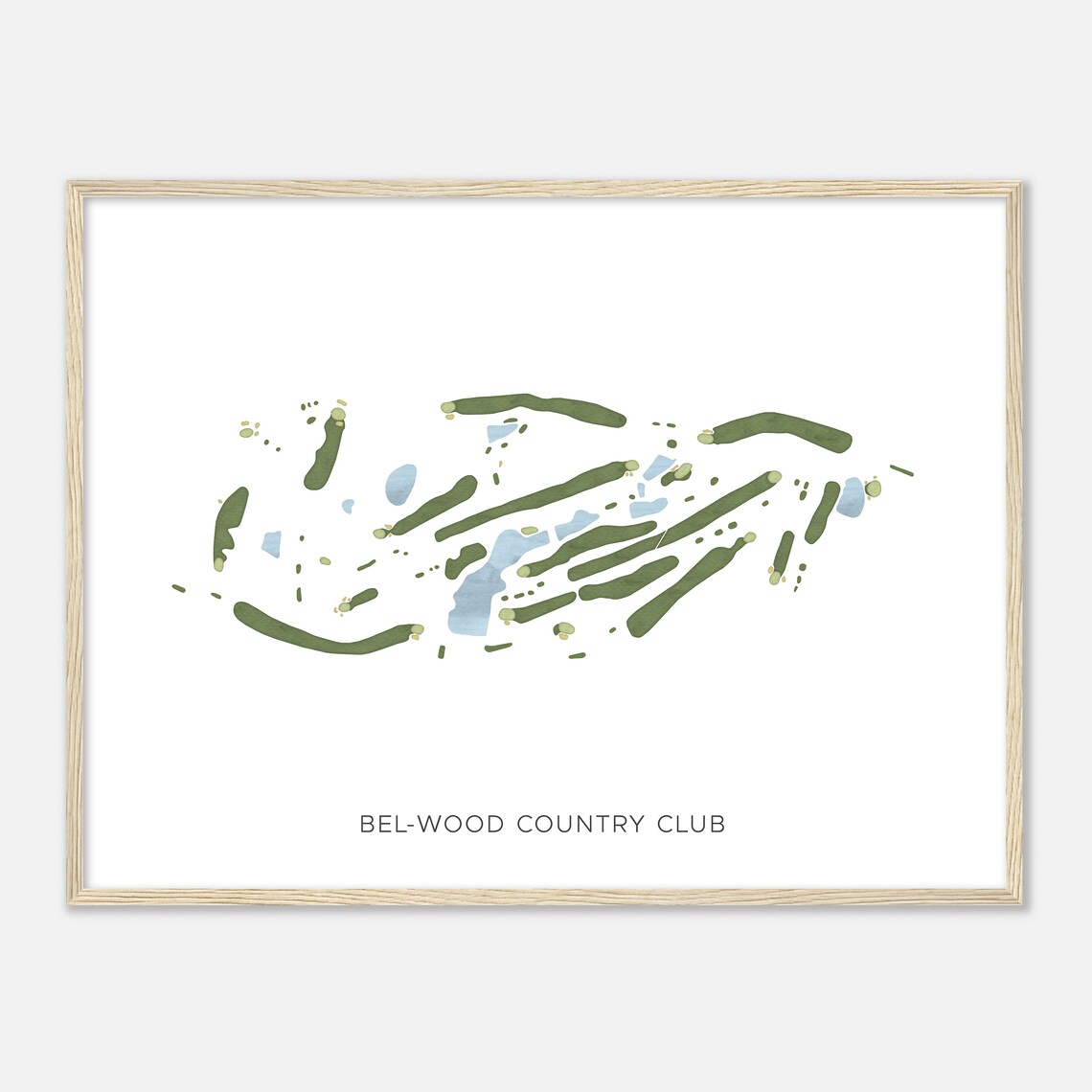Bel Wood Country Club Modern Minimal Golf Hole Map Print Gift