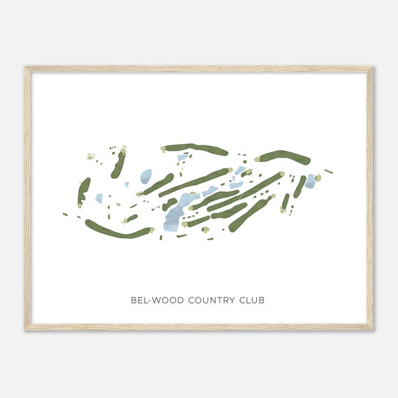 Bel Wood Country Club Ohio Modern Watercolor Map Golfer Gift Golf Wall Art Golf Poster Print Course Layout