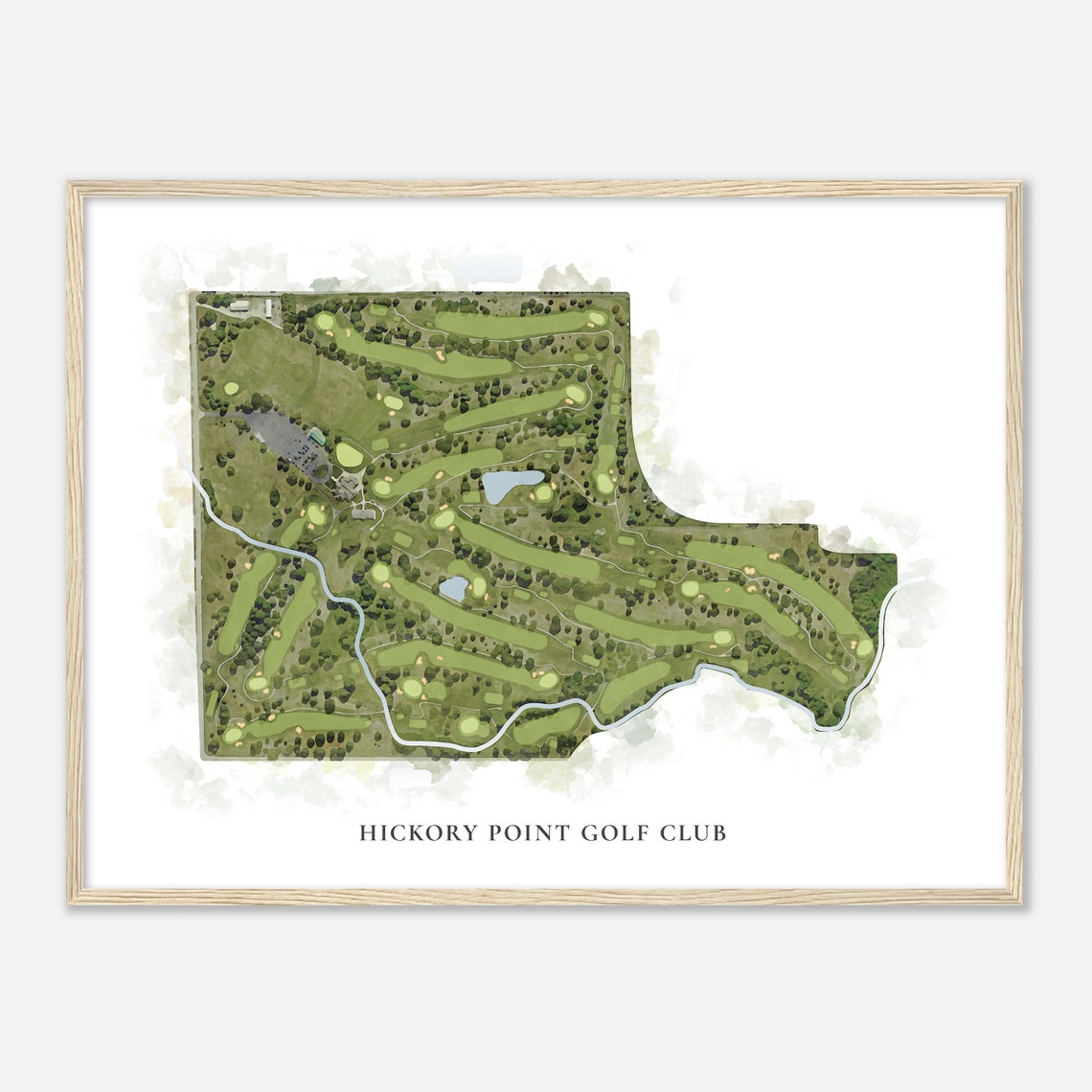 Hickory Point Golf Club Illinois Classic Watercolor Course Map Poster - Image 2