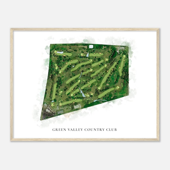 Green Valley Country Club Pennsylvania Classic Watercolor Map Golfer Gift Golf Wall Art Golf Poster Print Course Layout