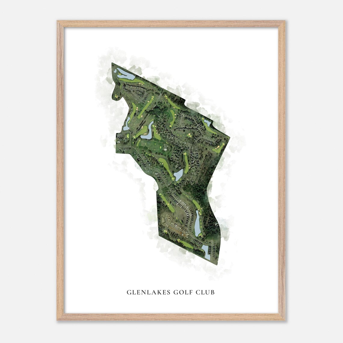 Glenlakes Golf Club Watercolor Golf Course Map Golfer Gift Poster - Image 2